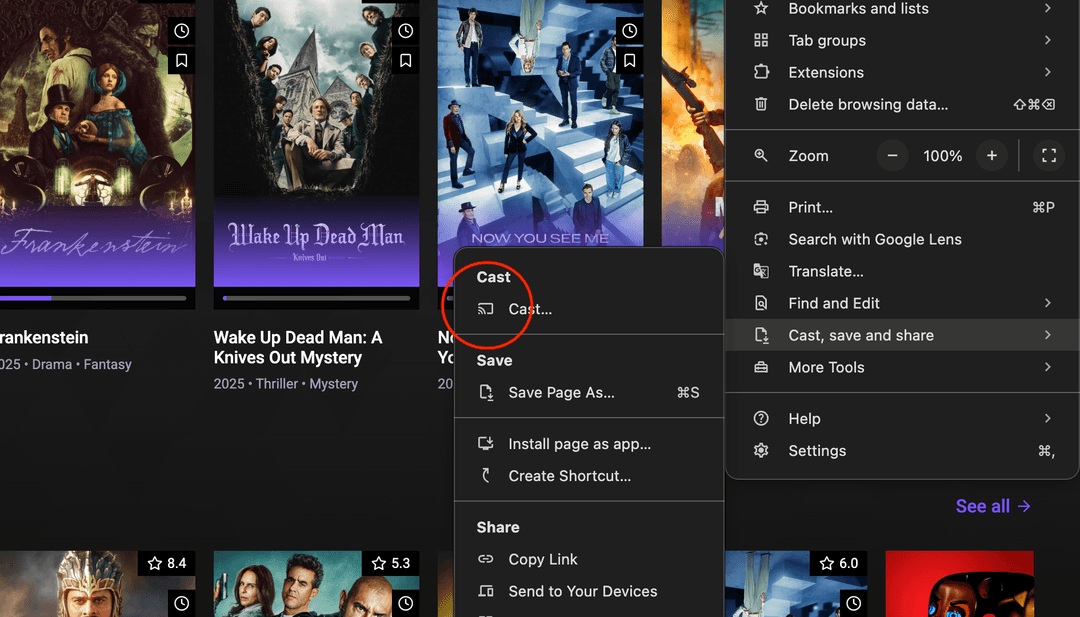 Chromecast icon in video player